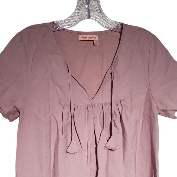 Fresh Produce Womens Dress Purple Vneck Tassels Shift Raw Hem Size Small - Picture 2 of 7